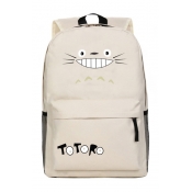 Lovely Cat Cartoon Letter Pattern Zippered Backpack Laptop Schoolbag
