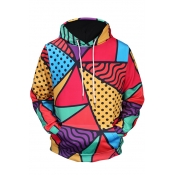 Childish Color Block Polka Dotted Long Sleeves Pullover Hoodie with Pocket