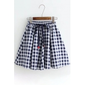 Fashionable Classic Plaid Print Elastic Waistband Skirt