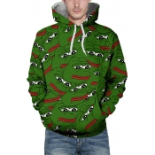 Chic 3D Repetitive Frog Print Long Sleeve Pocket Hoodie for Couple