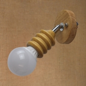 Industrial Mini Wall Lamp with Wooden Canopy in Modern Style