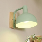 Industrial Wall Sconce with Bowl Metal Shade in Nordical Style, White/Green