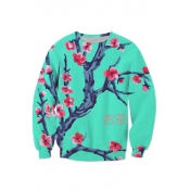 New Stylish Floral Print Long Sleeve Round Neck Pullover Sweatshirt