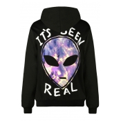 Cool Alien Letter Printed Long Sleeves Pullover Hoodie with Pocket