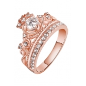 Popular Crown Shaped Jewel Gem Embellished Brilliant Medium Band Ring