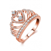 Stylish Crown Shaped Diamond Gem Studded Medium Band Ring