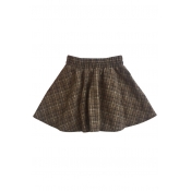 Girlish Tartan Plaids Pattern Elastic Waist Mini A-line Trendy Skirt