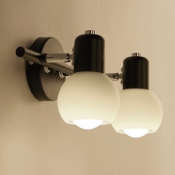 Industrial 2 Light Multi Light Wall Sconce with White Glass Shade