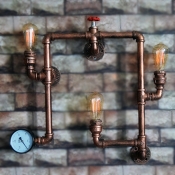 Industrial 22''W Multi Light Wall Sconce with Pipe Fixture Arm in Bar Style, 3 Light, Rust