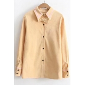 Popular Bow Tie Point Collar Long Sleeves Button Down Women's Shirt