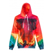 Elephant Ombre Pattern Long Sleeves Pullover Hoodie with Pocket