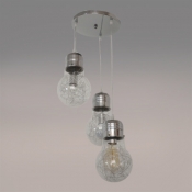 Industrial Simple Multi Light Pendant with Glass Shade, 3 Light