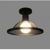 Industrial 9.8''W Semi-Flush Ceiling Light with Metal Mesh in Barn Style, Black
