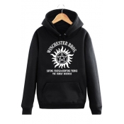Fancy Sun Tribal Star Letter Printed Long Sleeves Pullover Hoodie with Pocket