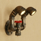 Industrial 2 Light Multi Light Wall Sconce in Pipe Style, Antique Bronze