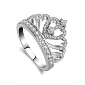 Ladylike Crown Shaped Jewel Studded Slim Band Fancy Ring