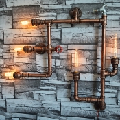 Industrial 5 Light Multi Light Wall Sconce with Pipe Fixture Arm in Bar Style, 28.7''W