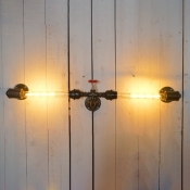 Industrial Simple 2 Light Multi Light Wall Sconce with Red Valve, 2 Light