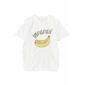 Unique Banana Letter Pattern Round Neck Short Sleeves Leisure Tee