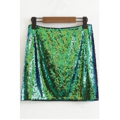 Women's Fashionable Stylish Sequined Plain Mini Bodycon Skirt