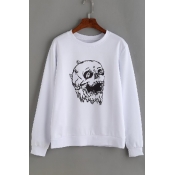 Hot Fashion Skull Pattern Round Neck Long Sleeves Pullover Sweatshirt