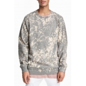 Men's Fashion Color Block Round Neck Long Sleeves Pullover Sweatshirt