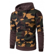 Camouflaged Print Patchwork Long Sleeves Pullover Pocket Hoodie