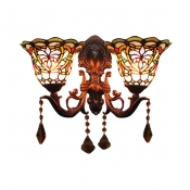 Victorian Multi-colors Stained Glass Shade Wall Sconce, 18