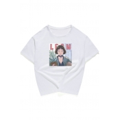New Arrival Movie Cartoon Character Letter Print Round Neck Summer Casual T-shirt