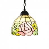 Floral Theme Hanging Lamp Tiffany Vintage 6