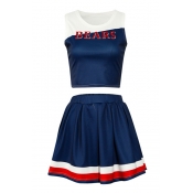 Color Block BEARS Printed Round Neck Tank with Mini A-Line Skirt Co-ords