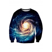 Leisure Spiral Galaxy Print Round Neck Pullover Sweatshirt
