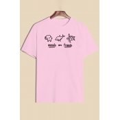 ANIMALS ARE FRIENDS Letter Printed Round Neck Short Sleeve Tee