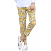 Cheese Striped Printed Straight Crop Pants