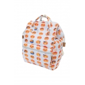 Cute Emoji Printed Zippered Backpack School Bag