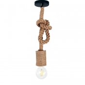 Industrial Vintage Mini Pendant Light with Rope in Open Bulb Style