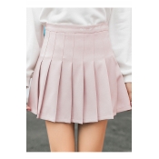 High Waist Letter Embroidered Mini Pleated Skirt