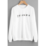 FRIENDS Letter Printed Round Neck Long Sleeve Sweatshirt
