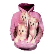 Three Cute Cat Pattern Long Sleeve Unisex Hoodie for Couple