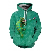 3D Lizard Printed Long Sleeve Hoodie