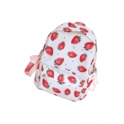 Lovely Strawberry Printed Zippered Backpack School Bag
