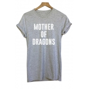 Unique MOTHER DRAGONS Letter Pattern Short Sleeve Summer Hot Tee Top