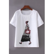 Round Neck Character Printed Short Sleeve Tee