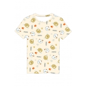 FRIENDS Letter Bear Printed Round Neck Short Sleeve Tee