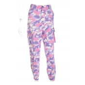 Camouflage Printed Elastic Waist Loose Leisure Pants with Pockets