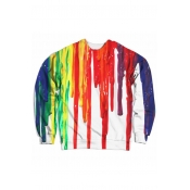 Colorful Splash Ink Round Neck Long Sleeve Leisure Sweatshirt