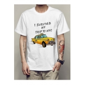 I SURVIVED MY TRIP Letter Car Printed Round Neck Short Sleeve Tee