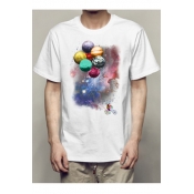 Planet Balloon Character Printed Round Neck Short Sleeve Tee