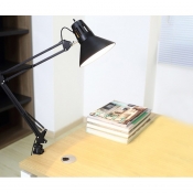 Industrial Desk Lamp with Adjustable Fixture Arm in Black Finish