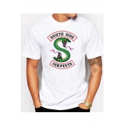SOUTH SIDE Letter Snake Printed Round Neck Short Sleeve Tee